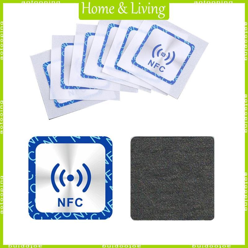 AOTOO 6 ชิ้น Ntag213 แท็กสติกเกอร์ป้องกันโลหะ NTAG 213 สติกเกอร์สําหรับโทรศัพท์