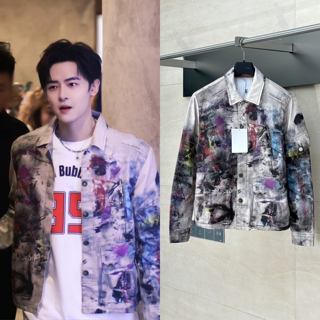 1RFN acne''' New Graffiti Print Denim Jacket Celebrity Style Fashion Denim Coat