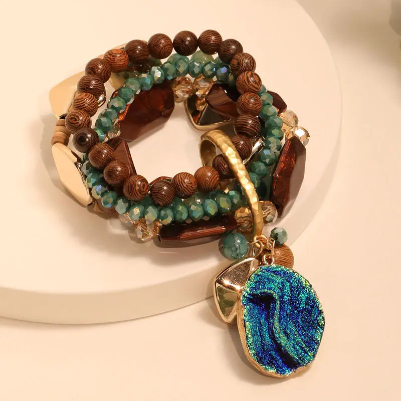 Statement Beads Bracelet Set for Women Beads Geometry  Accessories Handmade Woman Anklet  Jewelry