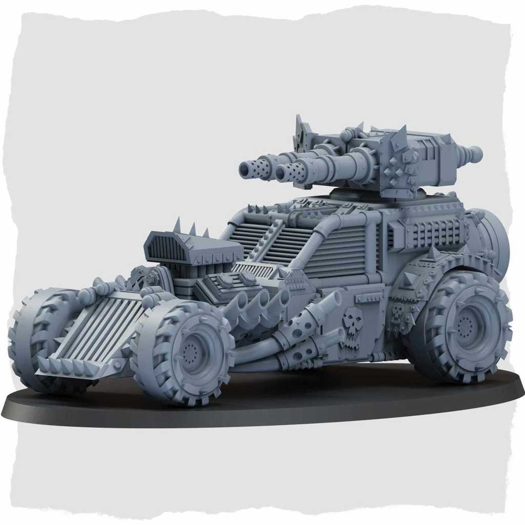Warhammer Orc Chariot Destruction Truck Vehicle 3d Printing Resin White Model War Chess 40K (ไม่ได้ท