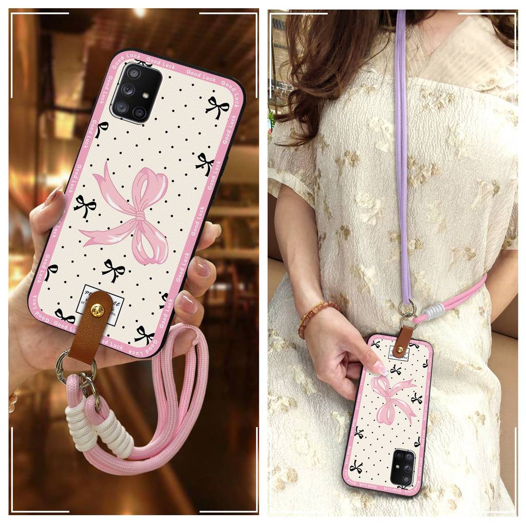 เคสโทรศัพท์ซิลิโคนทนสิ่งสกปรกสําหรับ Samsung Galaxy A71 5G/A Quantum ออกแบบแฟชั่น Anti-knock สร้อยคอ