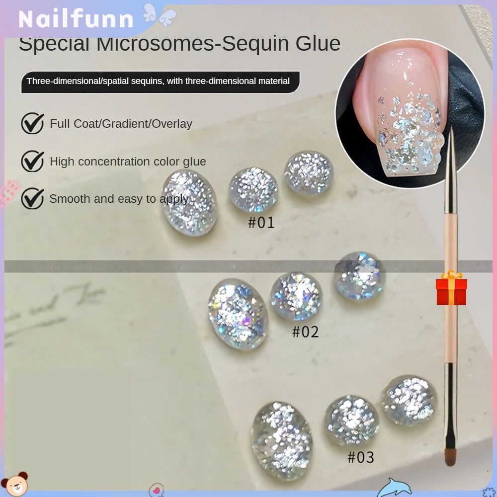 มีสินค้าพร้อมส่ง 【ของขวัญ】Annies Microsomes Sequin Nail Gel Flash High Density Champagne Platinum Ph