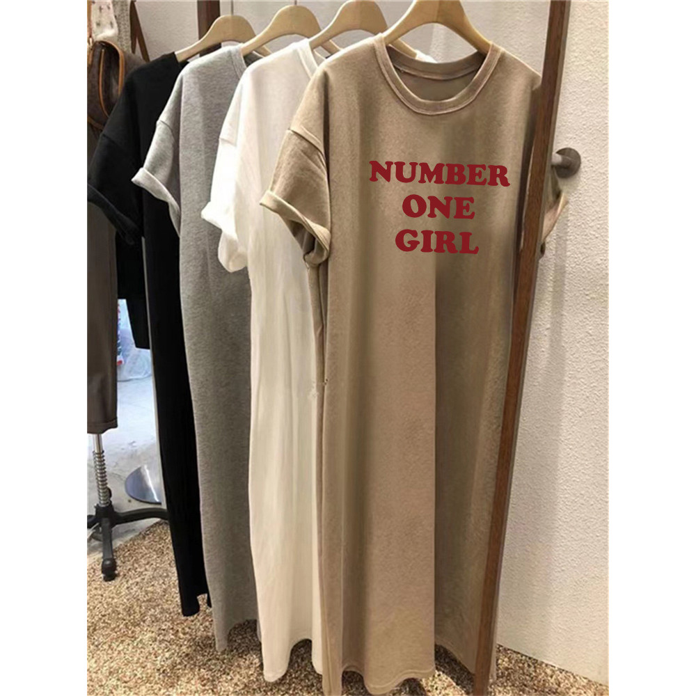 เดรสพิมพ์ลายอักษร สไตล์แขนสั้น ทรงเพรียวบาง สำหรับผู้หญิงฤดูร้อน - รูปที่ 2