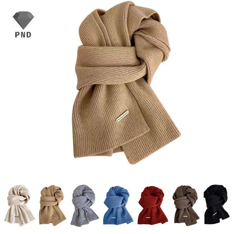 PND พันคอผ้าขนสัตว์เลียนแบบแคชเมียร์ สไตล์เกาหลี สี Bordeaux สำหรับผู้หญิง อบอุ่นในฤดูหนาว