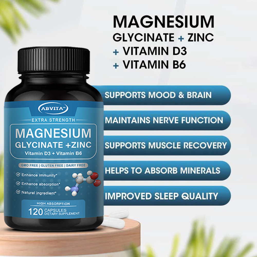 ABVITA แมกนีเซียมกลีซิเนท 500mg + สังกะสี 7.5mg 120 แคปซูล วิตามิน D3 25mcg B6 30mg - รูปที่ 6