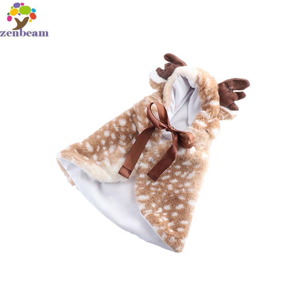ZENBEAM Cat Elk Cloak, ตกแต่ง Plush Elk สุนัขผ้าคลุมไหล่, สุนัขฮาโลวีนเครื่องแต่งกาย Warm กับ Antler