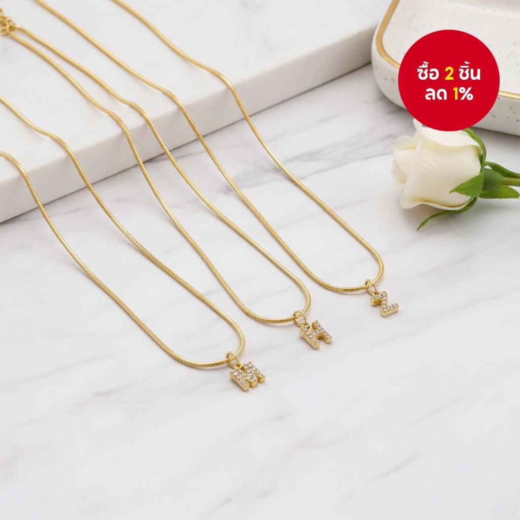 สร้อยคอจี้ตัวอักษร 26 สีทองสําหรับผู้หญิง Roe ประดับตัวอักษรเริ่มต้นด้วยเพทาย สแตนเลสสตีลโซ่ไหปลาร้า