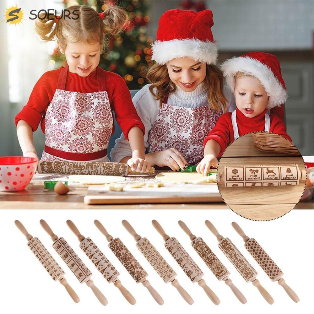 SOEURS Rolling Pin Dough แม่พิมพ์คุกกี้ DIY นูนไม้