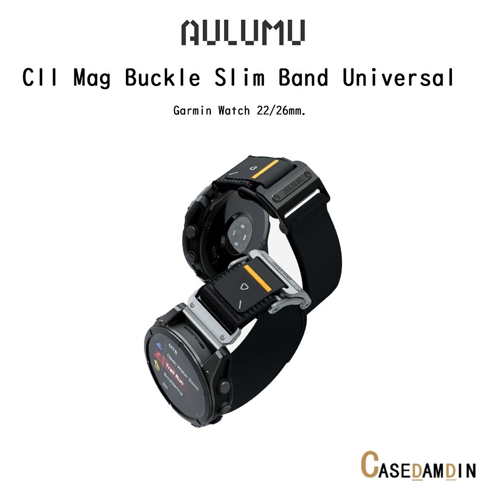 AULUMU C11 Mag Buckle Slim Band Universal สายนาฬิกาแบบผ้าไนลอนเกรดพรีเมี่ยม สายสำหรับ Garmin Watch 2