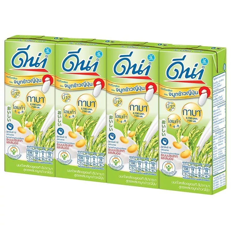 ดีน่านมถั่วเหลืองยูเอชทีจมูกข้าวญี่ปุ่น 180มล. แพค 4 DNA UHT Soy Milk Bio Gaba 180ml. Pack 4 [บาร์โค้ด 8853002301864]