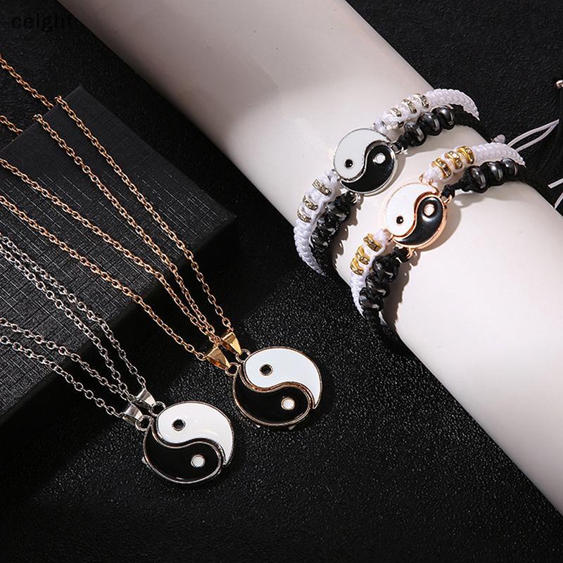 [ceight] Yin Yang Couple Bracelets & Necklace Set, Adjustable Matching Lovers TH