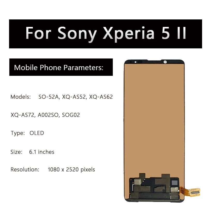 SONY 6.1 "OEM LCDสําหรับSony Xperia 5 II SO-52A XQ-AS52 XQ-AS62 XQ-AS72 A002SO SOG02 จอแสดงผลTouch S