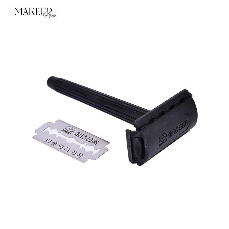Makeupnow มีดโกนหนวดผู้ชาย ใบมีดสองคม Safety Razor ด้ามพลาสติก สีดำ แบบคลาสสิก โกนเรียบเนียน ไม่ระคายเคือง แถมใบมีด 1 ใบ