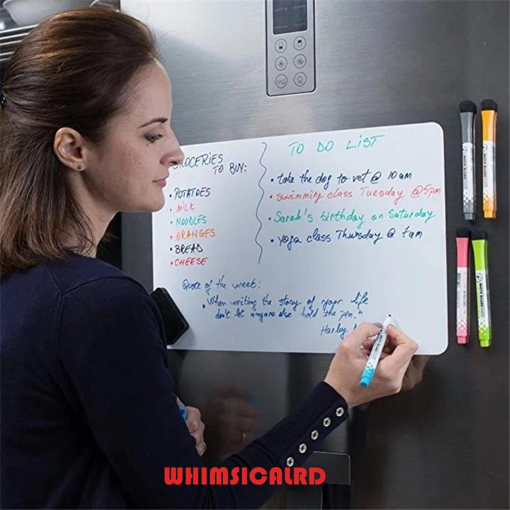 WHIMSICLARD A3A4A5 ไวท์บอร์ดแม่เหล็กอ่อน, สติกเกอร์ตู้เย็น Erasable ยืดหยุ่น Remind กระดานข้อความ, เด็กวาดของเล่น PET ข้อความหมายเหตุสติกเกอร์ไวท์บอร์ด