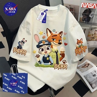 【จัดส่งจากกรุงเทพฯ】🔥เสื้อยืด ฤดูร้อน ทรงหลวม แขนสั้น อเมริกันวินเทจ ลายสัตว์การ์ตูน🦊ยูนิเซ็กส์ เทรนด์ คอกลม เสื้อYG1218