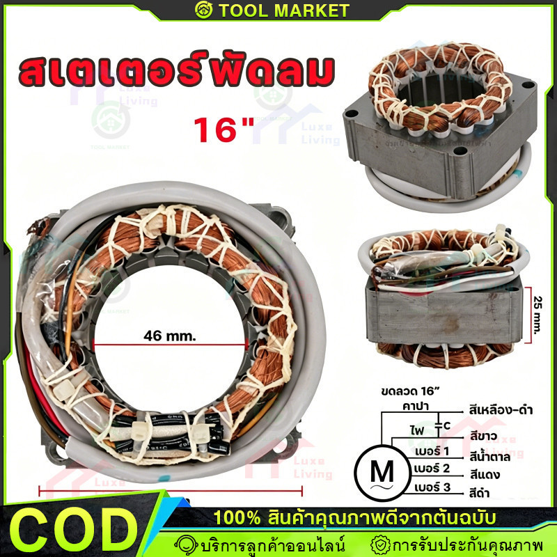 ขดลวดพัดลมฮาตาริ16นื้ว คอยพัดลมฮาตาริ16นิ้ว75*46*25 ตรงรุ่นมีสายแยกคาปา