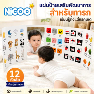 ส่งไวจากไทย🌈 แผงบอร์ดเสริมพัฒนาการเด็ก 12 หน้า พับได้ 2 ด้าน มีกระจก ฝึกเรียนรู้ สี ตัวเลข สัตว์ สำหรับเด็กเล็ก