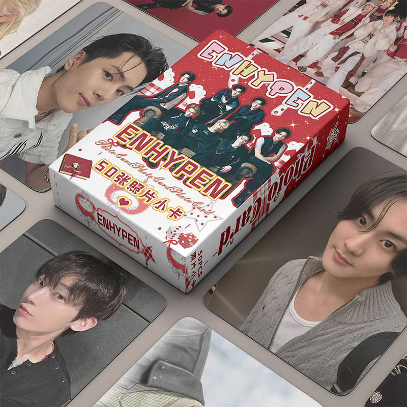 50 ชิ้น/กล่อง ENHYPEN เลเซอร์การ์ด Photocards Sunghoon JUNGWON SOO JAY การ์ด LOMO โฮโลแกรมอัลบั้ม KP