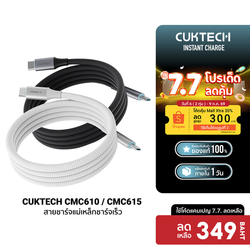 [ลดเหลือ 349] CUKTECH CMC610 / CMC615 6A 240W สายชาร์จ USB-C to C รองรับชาร์จเร็ว PD3.1 -24M