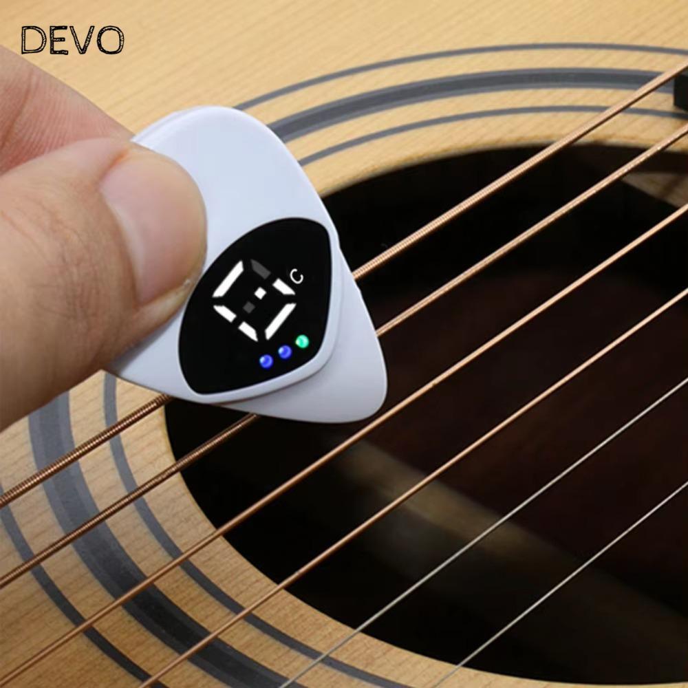 DEVO Guitar Pick & Tuner Combo, 12-Tone Equal Temperament ABS Multi-function Tuner, Small 2-in-1 Ins