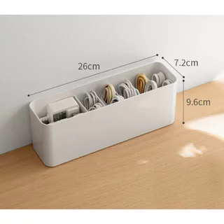 Omocha | (White Drawer) ที่เก็บสายชาร์จ กล่องจัดระเบียบสายไฟ Cable Organizer Box สำหรับลิ้นชัก ช่องแบ่ง ปรับได้