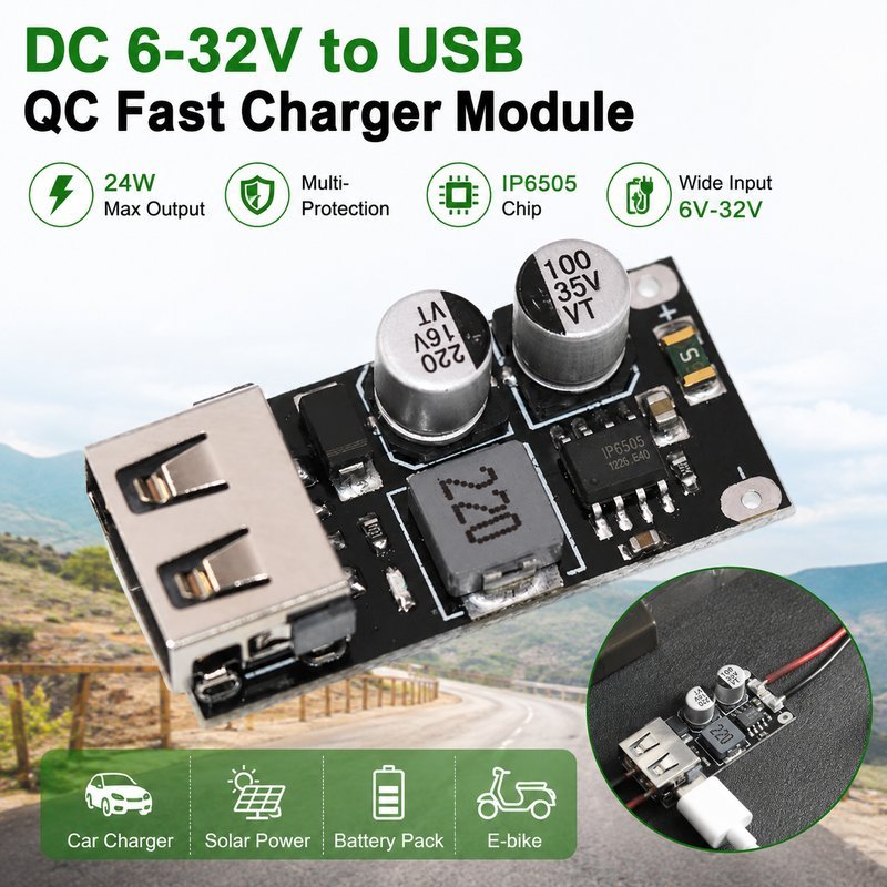 โมดูลชาร์จโทรศัพท์ QC3.0 USB DC-DC Converter แปลงไฟ 12V 24V เป็น USB เลือก 1/4 ชิ้น อุปกรณ์ DIY อิเล