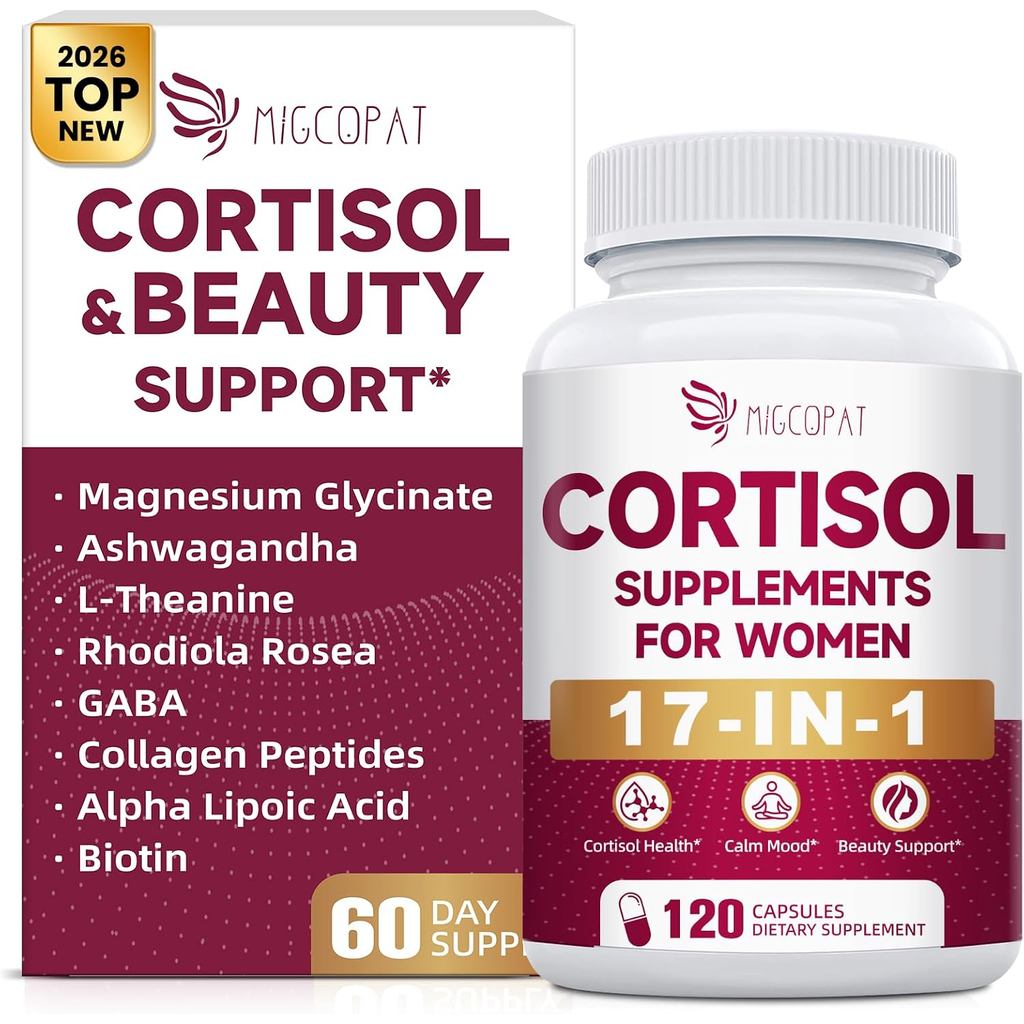 Migcotat 17-in-1 Cortisol อาหารเสริมสําหรับผู้หญิง,8322mg พร้อมคอลลาเจน, Magnesium Glycinate, L-Thea
