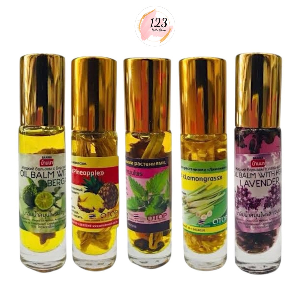 (1ขวด) Banna Herbal Oil With Roller Ball 10g บ้านนา น้ำมันสมุนไพร ผสม พิมเสนน้ำ หัวลูกกลิ้ง ✨