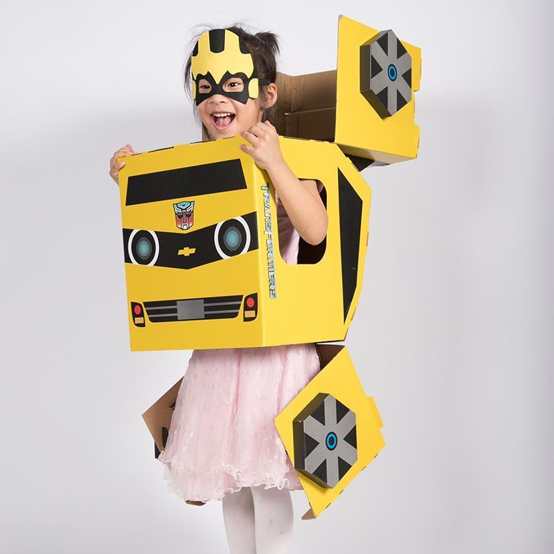 Transformers Robot Cardboard Wearable Autobot โรงเรียนอนุบาลกระดาษแข็ง DIY เด็ก Handmade กล่องไดโนเส