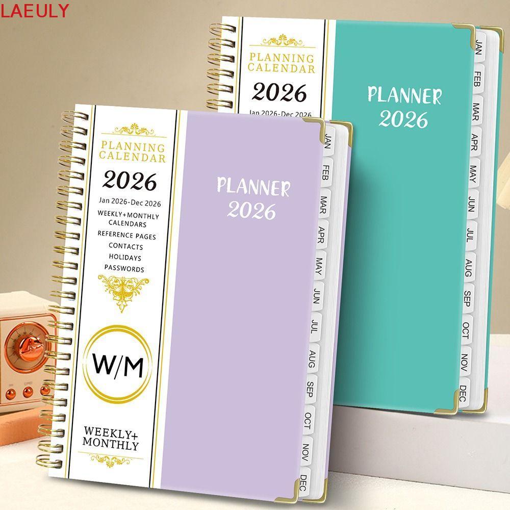 สมุดบันทึก LAEULY, สมุดบันทึกแบบม้วนขนาด A5 รายเดือน, 2026 Edition 2026 365 วันสํานักงานสมุดบันทึก