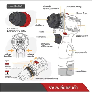 สว่านไข P16ควงไร้สาย 2IN1 รุ่นสว่านไขควง สว่านไร้สาย 2 ระบบ งานเจาะ งานสกรู เจาะ หลังคา แบตเตอรี่ลิเทียม มอเตอร์บัสเลส