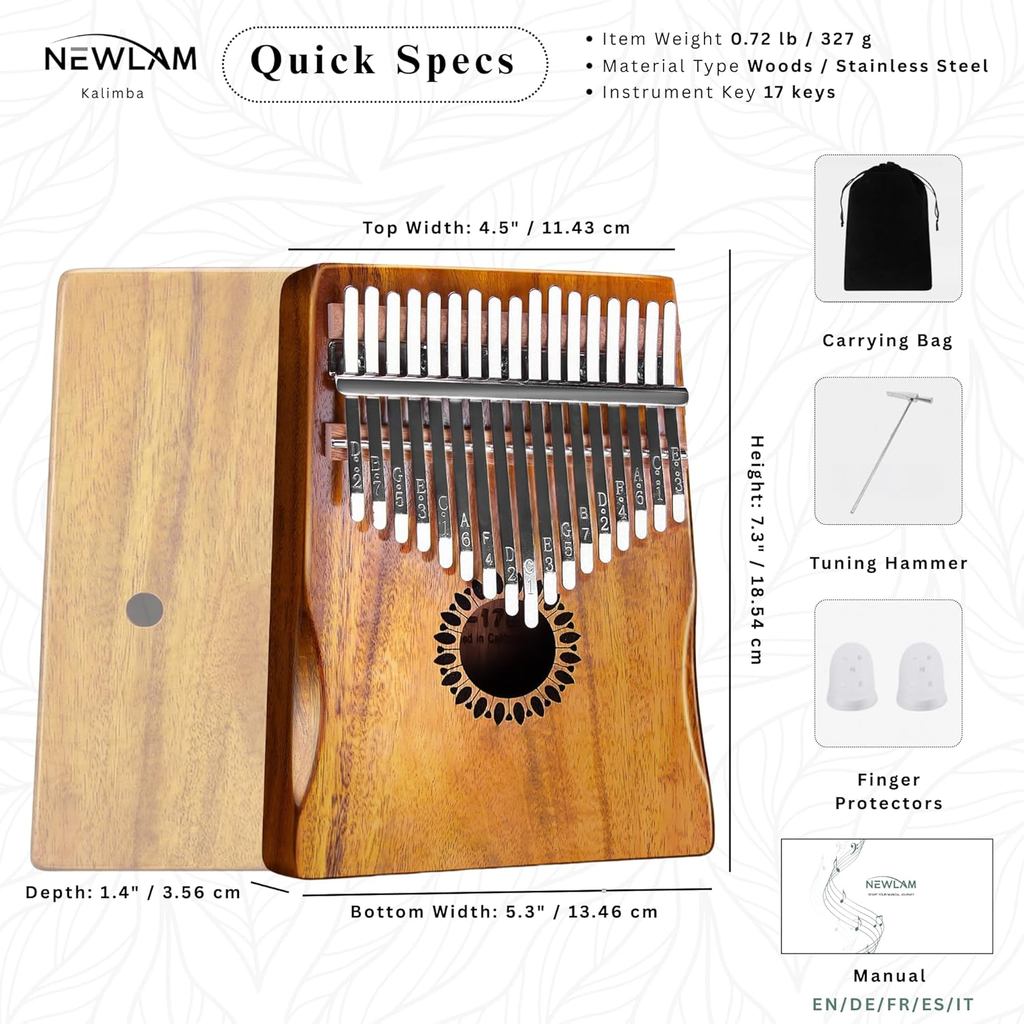 Newlam เปียโนนิ้วหัวแม่มือ Kalimba 17 คีย์, ของขวัญเปียโนนิ้ว Mbira แบบพกพาสําหรับเด็กและผู้ใหญ่เริ่