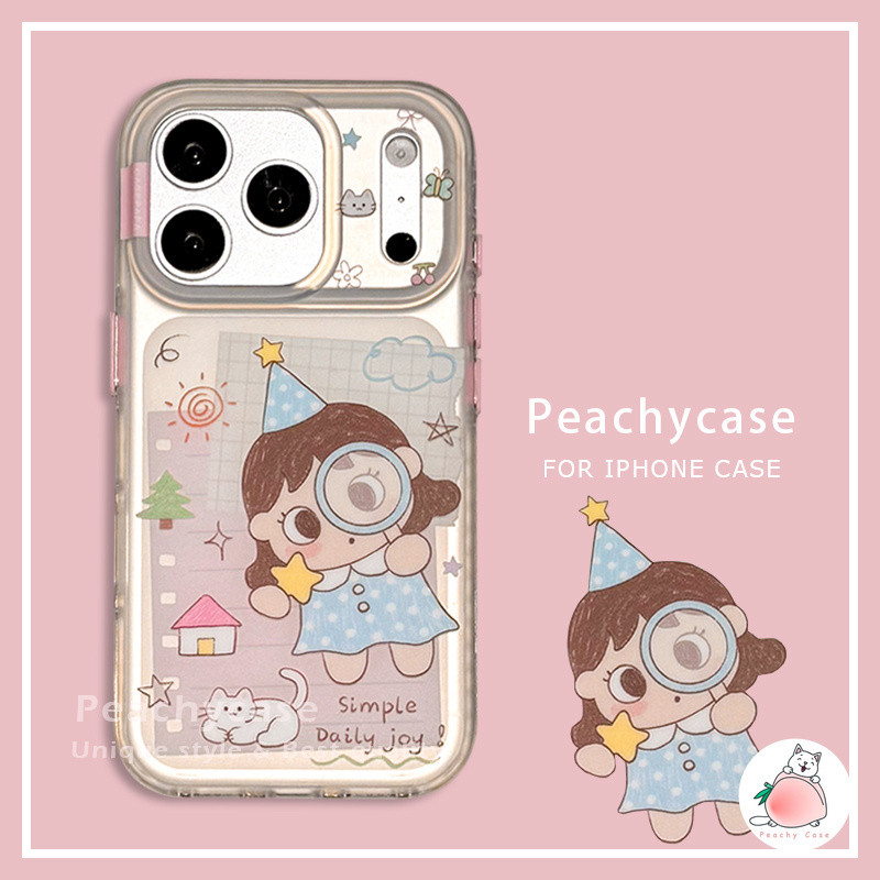 Chic น่ารักสาวแมวผู้ถือขาตั้งโทรศัพท์มือถือสําหรับ iPhone 17 16 15 Pro Max 15pro Frosted Hard อะคริลิค Anti-Scratch ฝาครอบปลอก