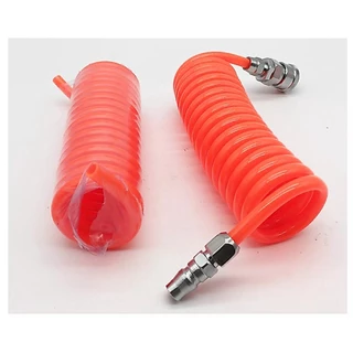สายลมขดสปริงสีดำ PU ยาว 9 เมตร ขนาด 8x5mm สายปั๊มลมพร้อมหัวคอปเปอร์ ยืดหยุ่นใช้งานกับปั๊มลมได้สะดวก