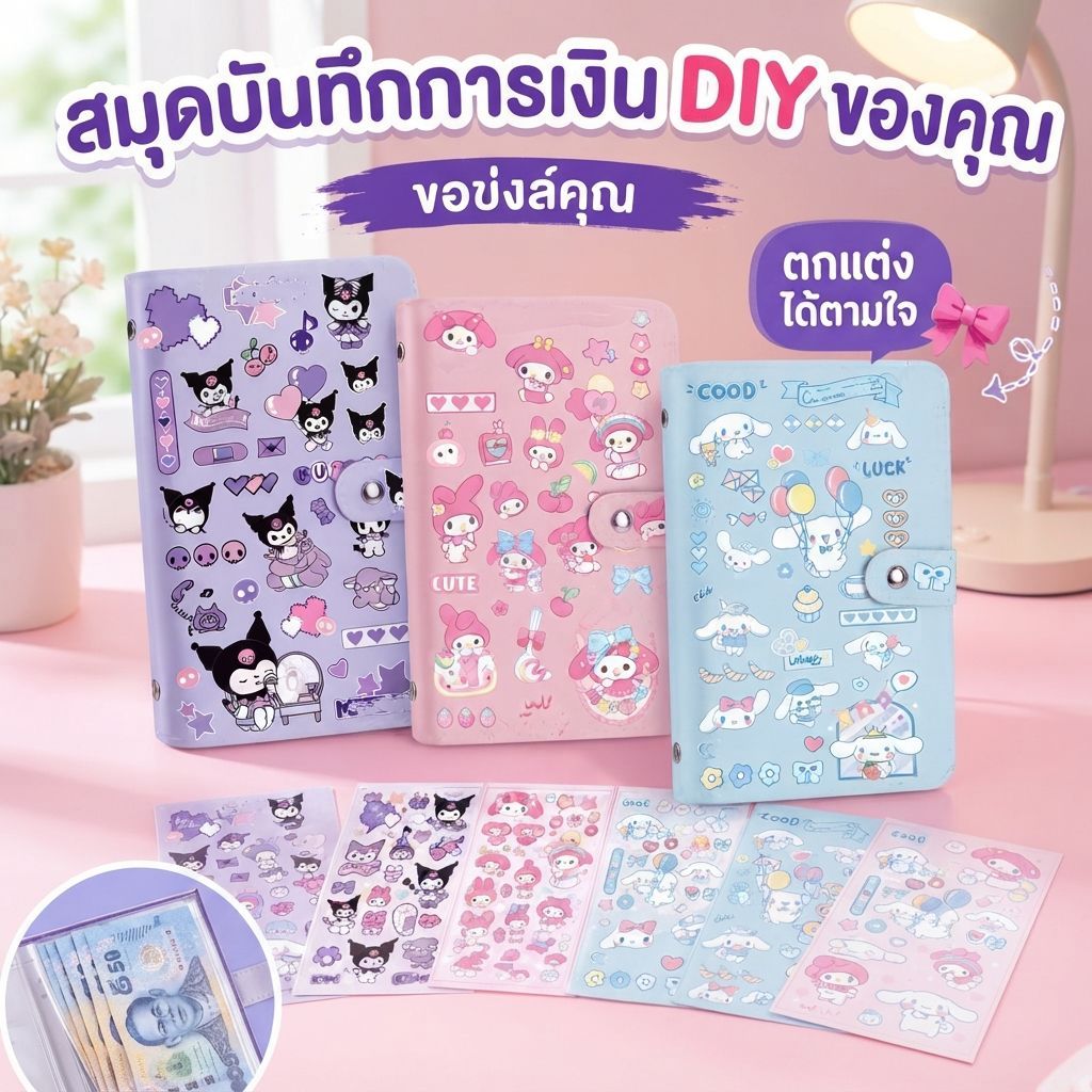 【มีสินค้าพร้อมส่ง】สมุดฝากเงินสดขนาดใหญ่ กันน้ำ มีสติ๊กเกอร์ DIY สำหรับเก็บสะสมเงินสดประจำวัน