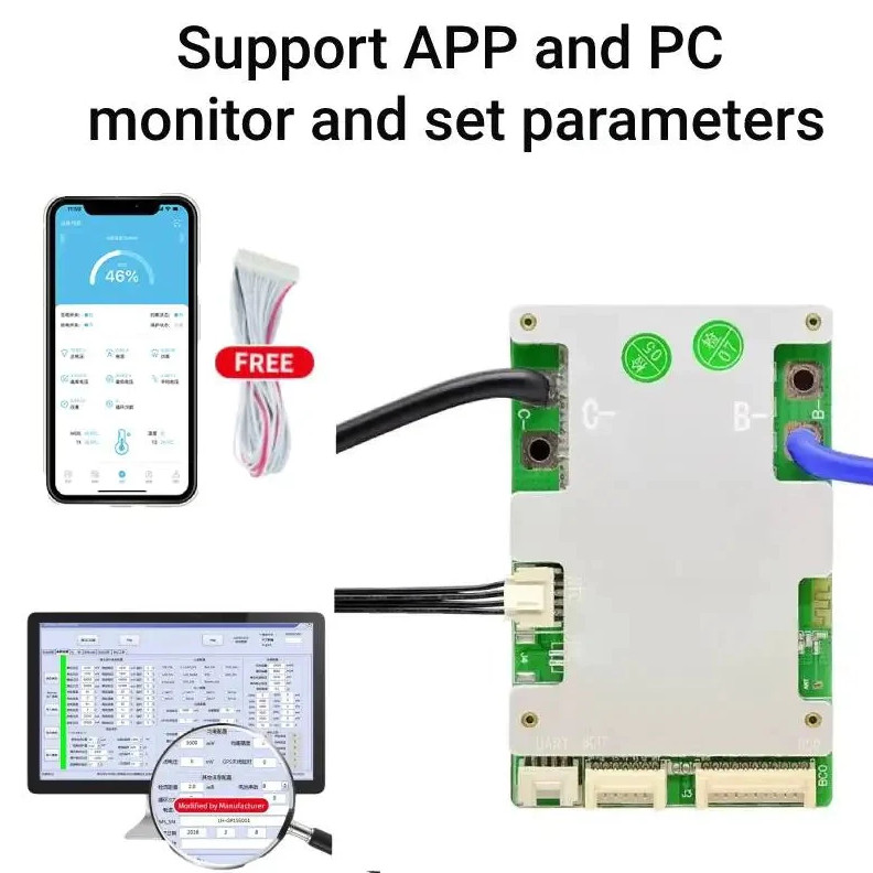 วงจร JBD Smart BMS 10-17s Bluetooth UART android,ios