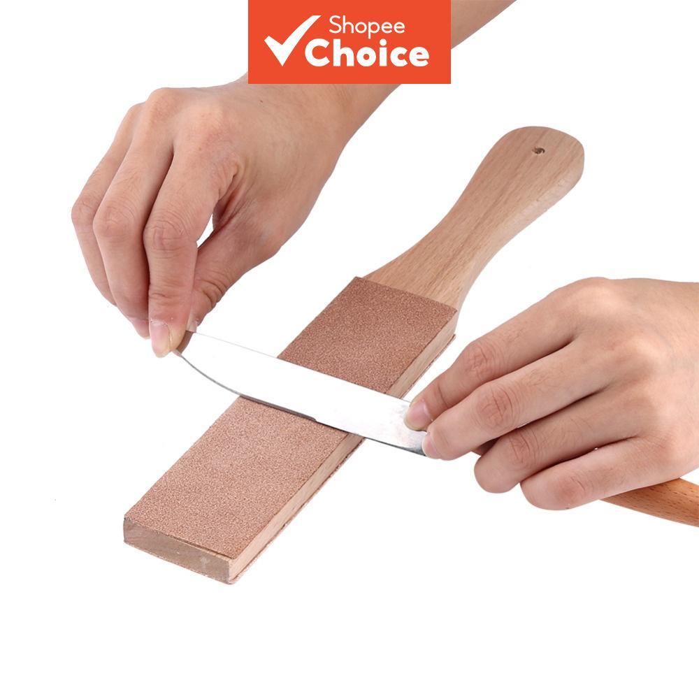 One Piece ด้ามไม้หนัง Sharpening Strop, กระดานขัดมีดโกนสองด้านสําหรับมีดและเครื่องมือตัดไม้
