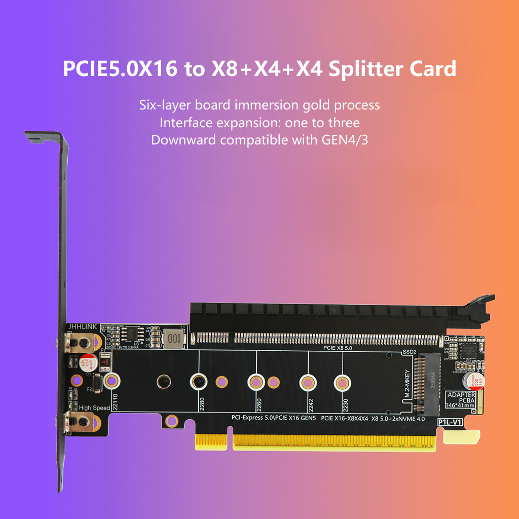 JMT PCI-E 5.0 X16 ถึง X8 + X4 + X4 Bifurcation Splitter Card สําหรับ PCI-E 5.0/4.0/3.0 กราฟิกการ์ดสํ