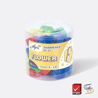 Elfen กบเหลา กบเหลาดินสอ EF-S1 ดอกไม้ คละสี 48 ชิ้น (1 กระปุก)