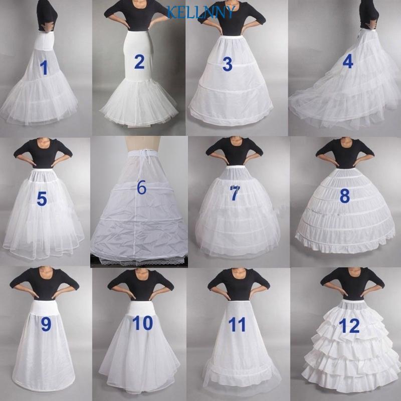 Kelln ผู้หญิง Crinoline Petticoat สีขาว Hoop กระโปรงชั้นความยาวชุด Slips Underkirt สําหรับงานแต่งงานชุดเจ้าสาว 12 สไตล์