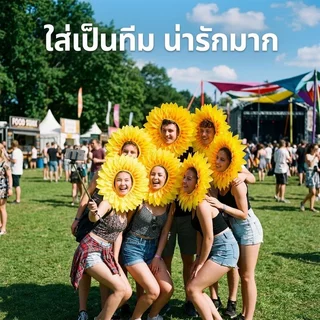 หน้ากากดอกทานตะวัน หมวกดอกไม้แฟนซี กลีบไนล่อน มียางยืด ใส่เต้นรำ ปาร์ตี้ เทศกาล