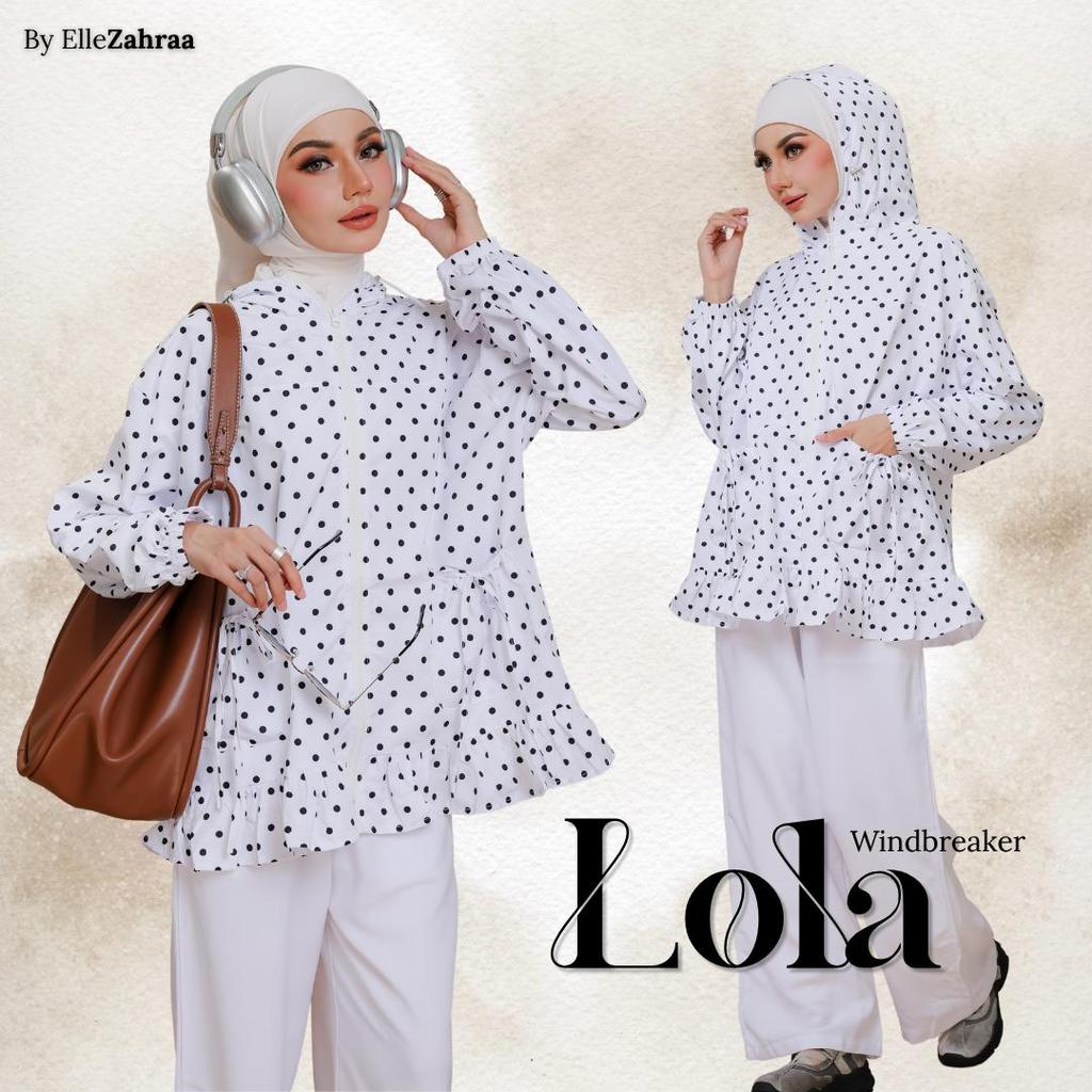 JAKET WINDBREAKER LOLA POLKADOT Premium Jaket Sporty Baju Wanita Muslimah