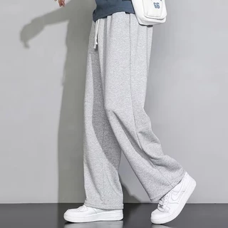 MEFEEE กางเกงวอร์มขากว้างทรงหลวม Unisex กางเกงกีฬาอเนกประสงค์สีดําสีเทา