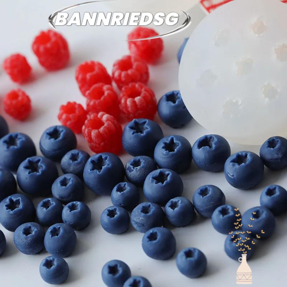 BANNRIEDSG989YR แม่พิมพ์อบ, แม่พิมพ์ซิลิโคนเทียน DIY, บลูเบอร์รี่ Raspberry รูปจําลองผลไม้เค้กตกแต่งเครื่องมือโฮมเมด