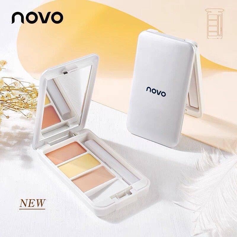 concealer คอนซีลเลอร์ ของแท้ NOVO NOVO Tricolor Concealer Cover Face Spots Cover Dark Circles Acne M