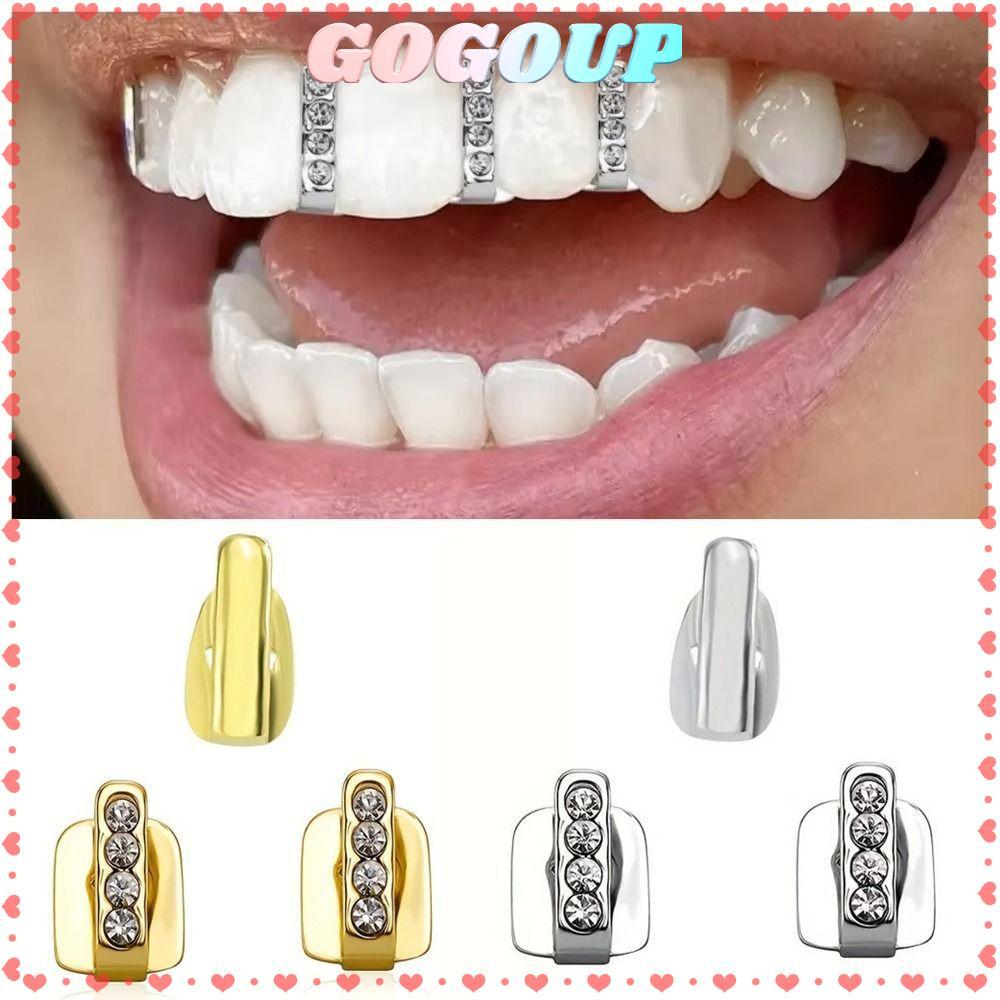 GOGOASDRF 3 ชิ้น Hip Hop ฟัน Grillz, Rhinestone เงาZircon Grillz, Hollowฟันหมวกคอสเพลย์ปาร์ตี้