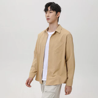 REYE เสื้อเชิ้ตทำงานผู้ชาย แขนยาว ผ้าไอซ์ซิลค์ สีดำ ลายทแยง นุ่มลื่น ใส่สบาย ไม่ร้อน
