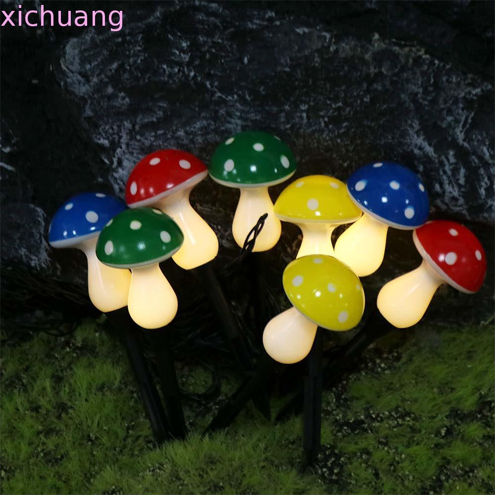XICHANG แสงเห็ดพลังงานแสงอาทิตย์, 8 หัวโคมไฟเห็ดกันน้ํา, งานแต่งงาน 8 โหมด Xmas Garden Decor ตกแต่งส