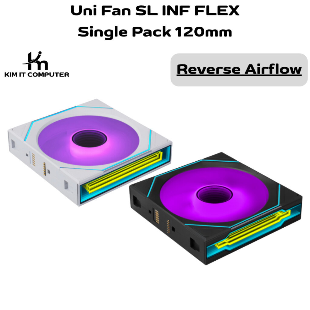LIAN LI SL INF Flex *Reverse Flow* 1x120mm Single Pack Fan Dual Mode USB 5V ARGB & Wireless