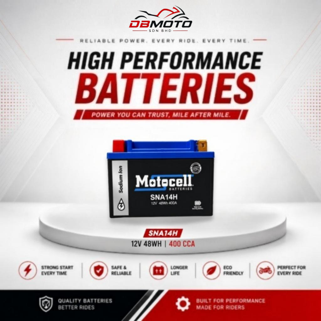 แบตเตอรี่ลิเธียมไอออน Motocell SNA14H (YTX12-BS / YTX14-BS) มอเตอร์มอเตอร์ไซค์